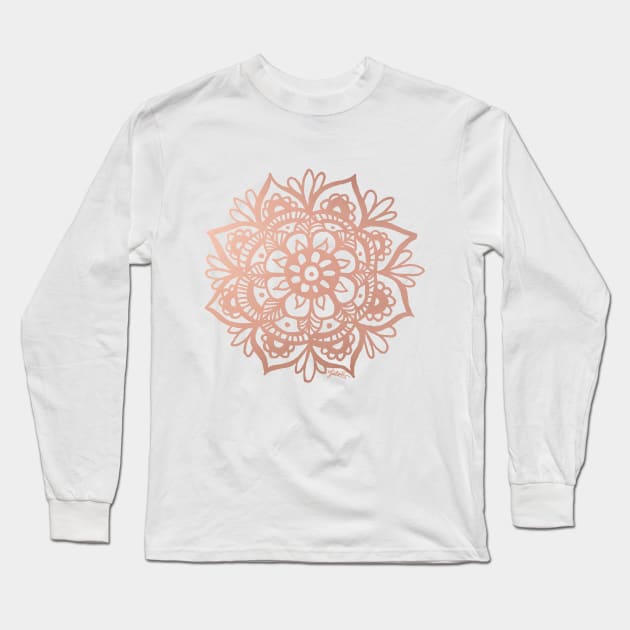 Rose Gold Mandala Long Sleeve T-Shirt by julieerindesigns